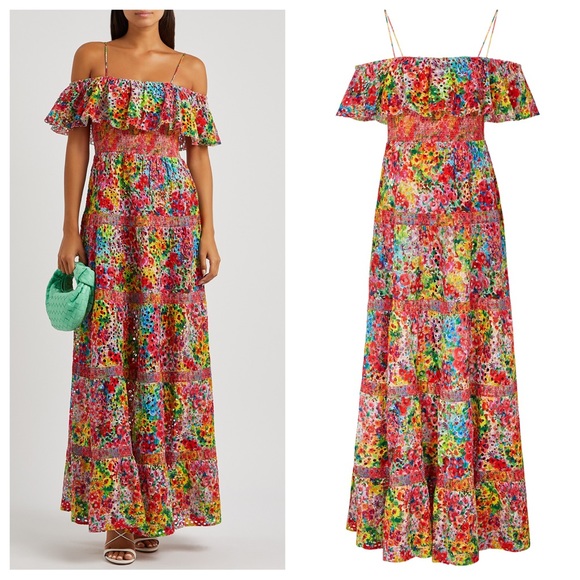 Alice + Olivia Kia Eyelet Cold Shoulder Maxi Dress - Picture 3 of 9